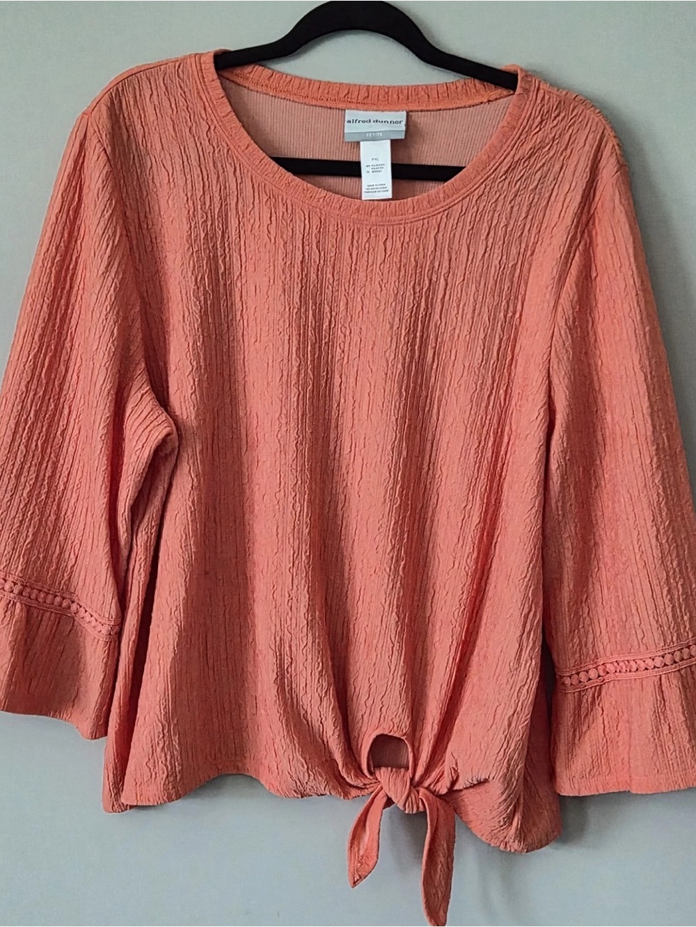 Alfred Dunner Coral Textured Tie-Front Tunic